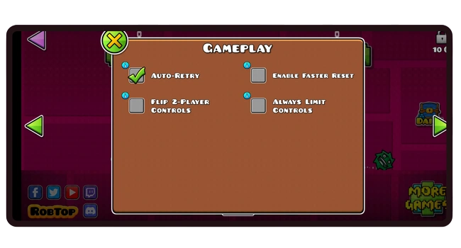 gameplay-setting-for-Geometry-Dash